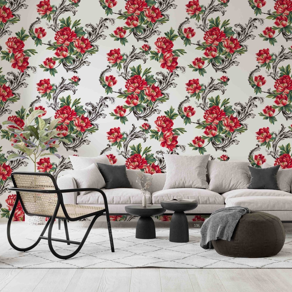 3D Baroque Style Flowers Pattern Wall Murals Wallpaper Murals Wall Sticker 34