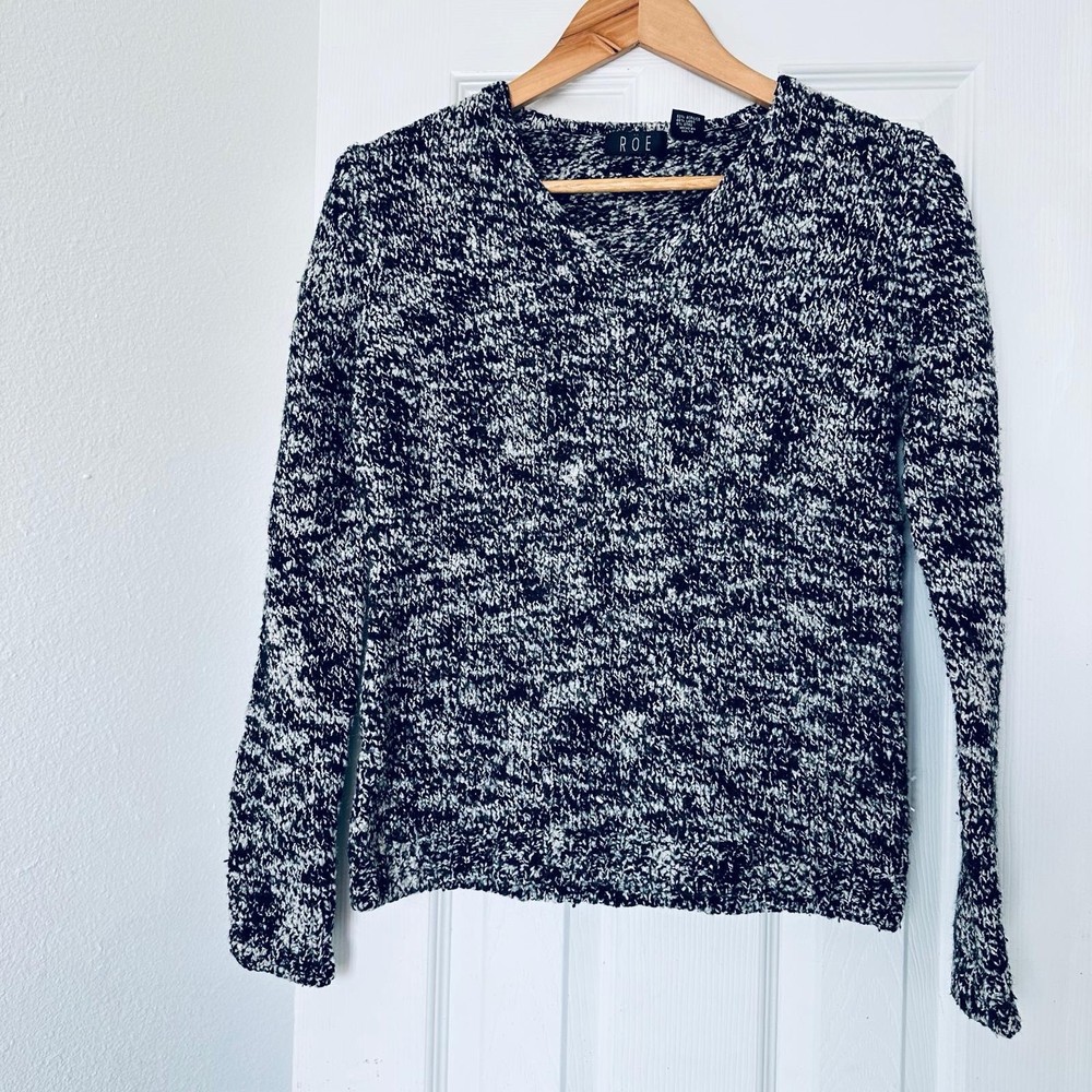 ROE Women’s Long Sleeve Black  And  Grey Blouse Size  Small