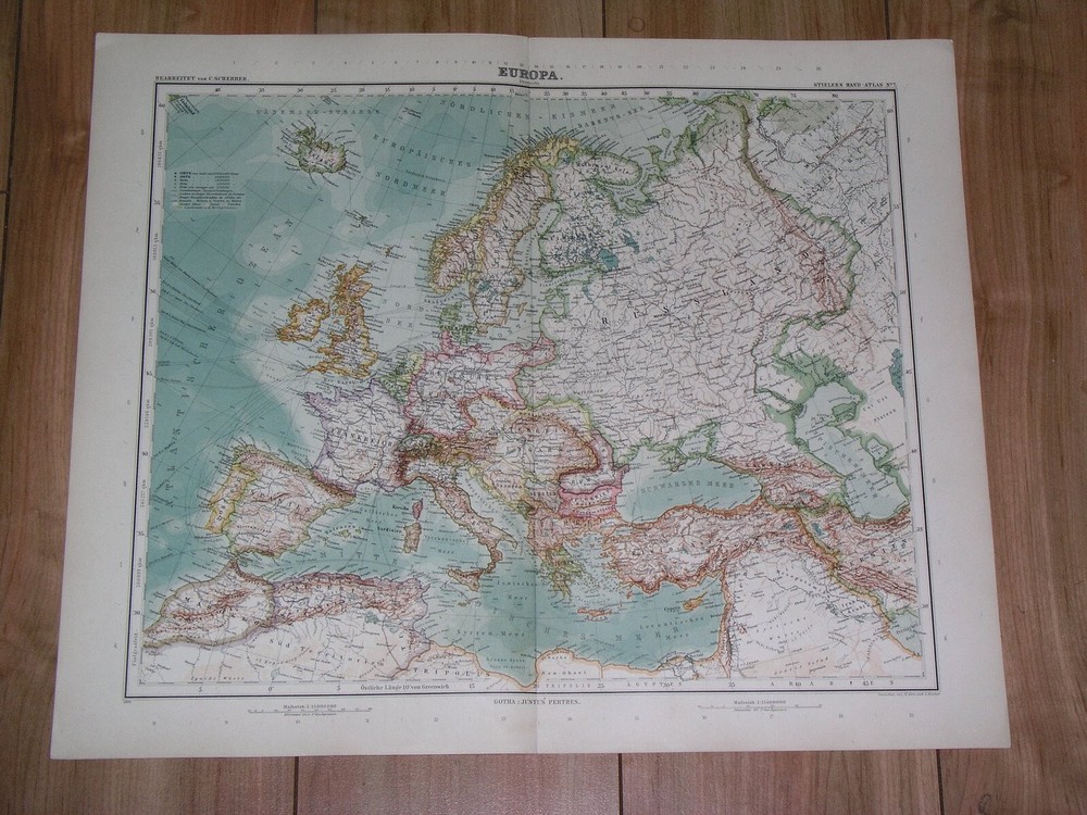 1910 Antique Map Of Europe Russia Germany Poland Turkey Austria Hungary Prussia