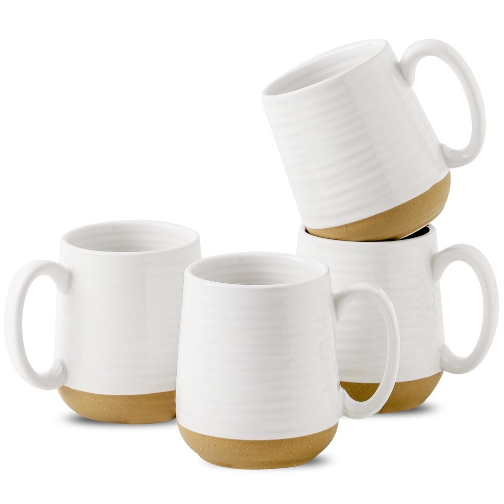 Coffee Mugs Set of 4, 15oz Ceramic Coffee Cups with Handle, -Tone Design for ...