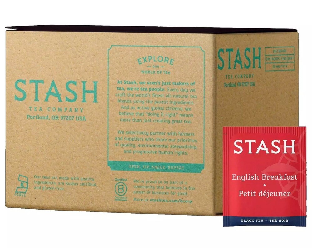 Stash Tea English Breakfast Black Tea, Box of 100 Tea Bags, Non GMO Verified