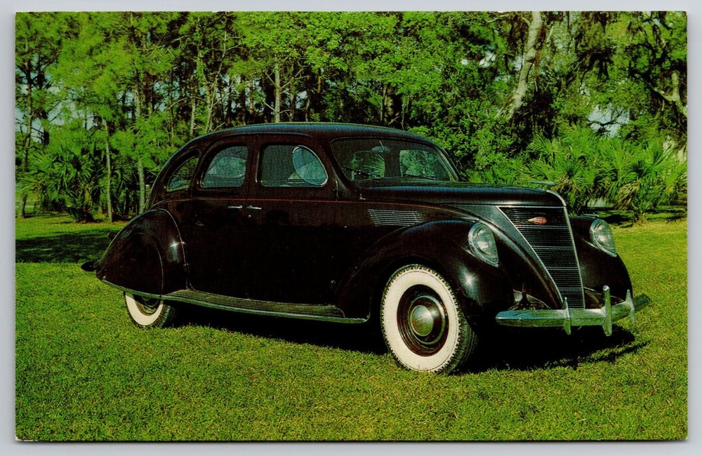 1937 Lincoln Zephyr 4-Door Sedan Vintage Car Postcard Sarasota FL