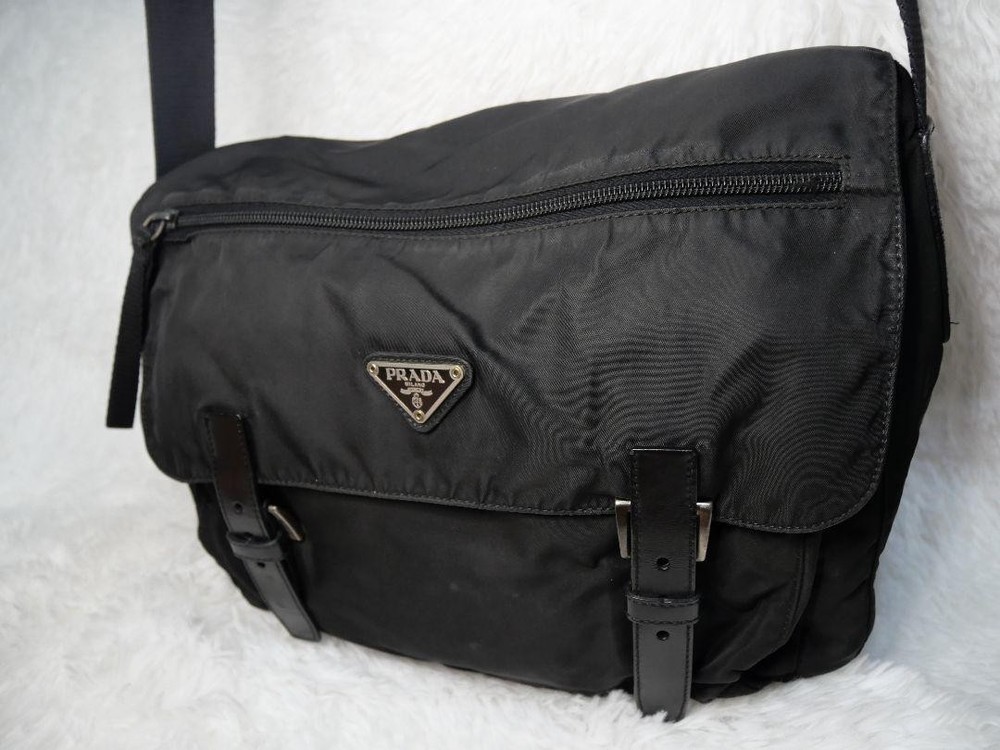 Prada Black Nylon Shoulder Bag with Triangle Logo