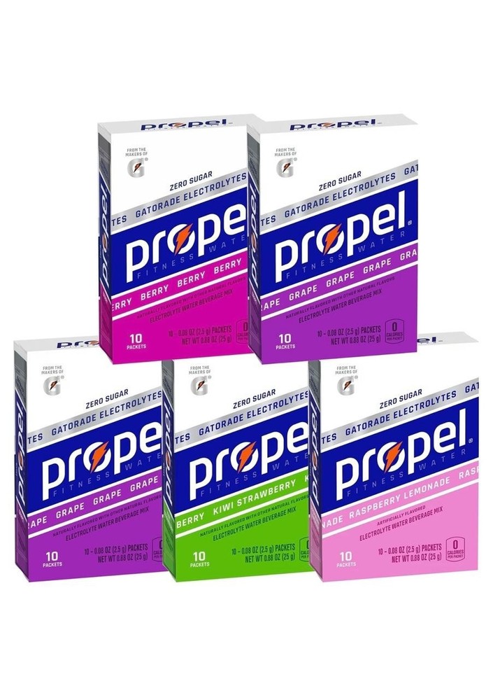Propel Powder Packets 4 Flavor Variety Pack With Electrolytes Vitamins and No...