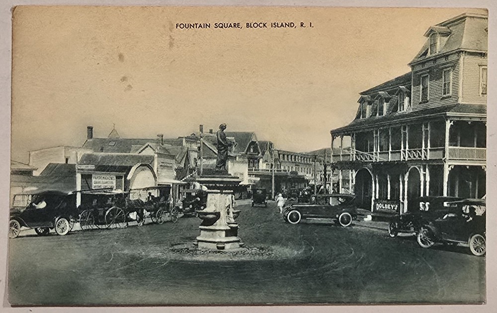 Fountain Square Block Island Rhode Island 1941 Vintage Photo Postcard