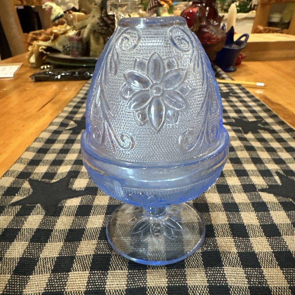 Vintage Indiana Glass Tiara Light Blue Fairy Lamp