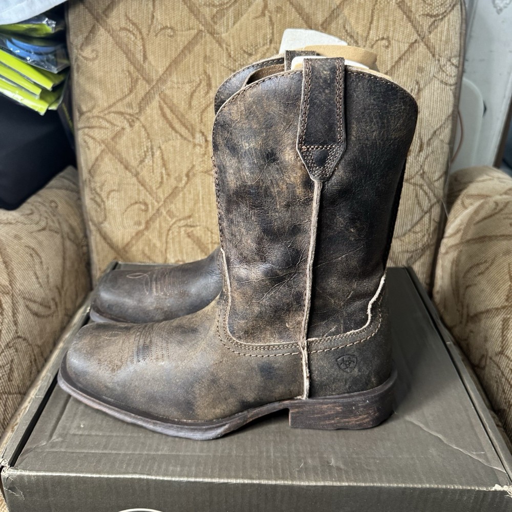 Ariat Mens Size 10 D Medium Rambler Square Toe Boots Antiqued Grey 10025171