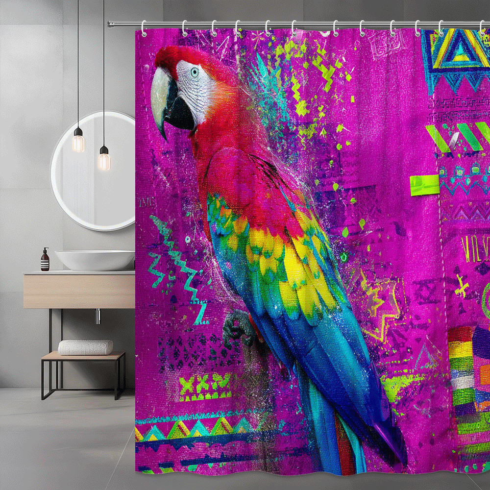 Colorful Parrot Shower Curtain Tropical Bird Print