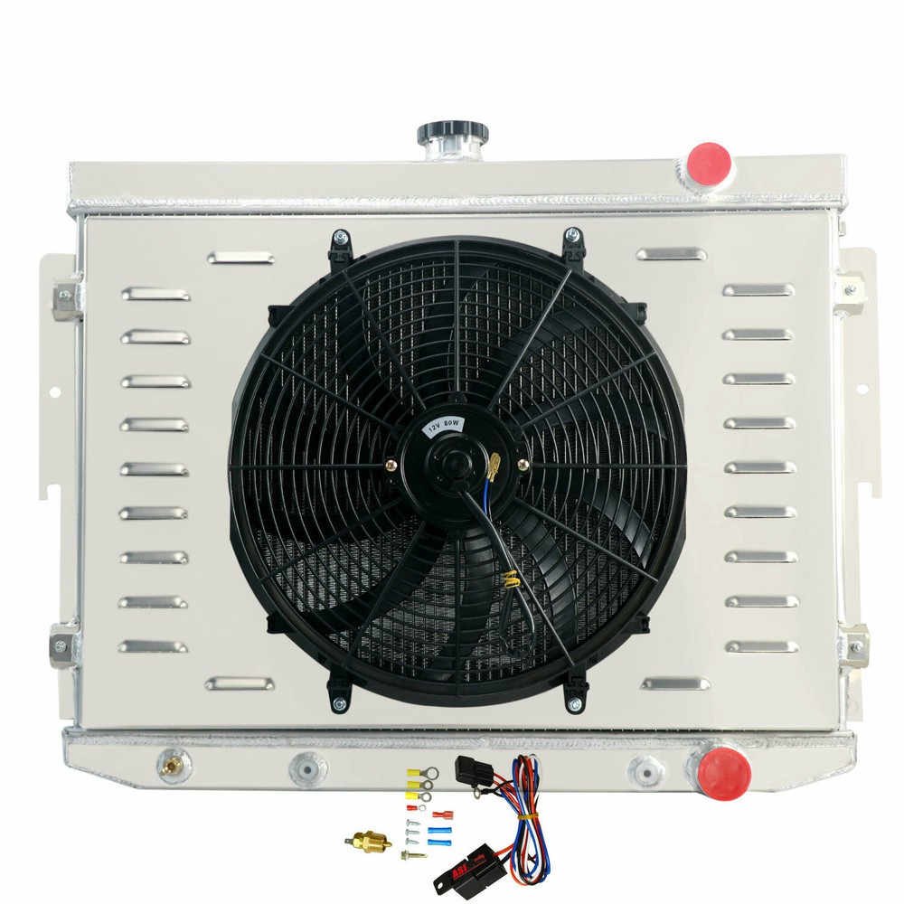 For 1973-1978 75 Dodge Monaco Plymouth Mopar 7.2L V8 4 Rows Radiator+Shroud Fan