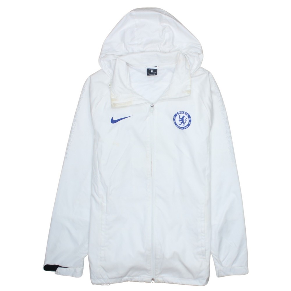 Nike Mens Windbreaker Jacket White Chelsea FC Crest Hooded Lightweight Zip M