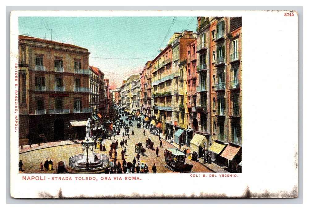 Vintage Early 1900s Toledo Street Napoli Italy Undivided Back Postcard