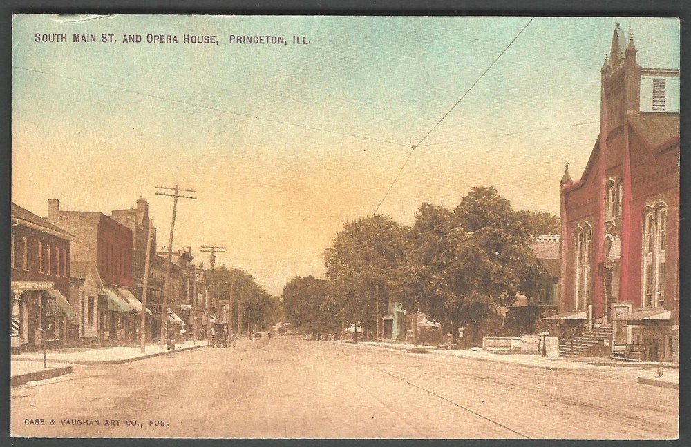 PRINCETON ILLINOIS South Main St. & Opera House c. 1910 Divided Back Postcard