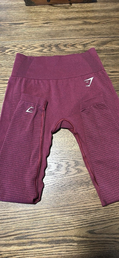 Gymshark Vital Seamless Burgundy High Rise Ankle Leggings M Compression