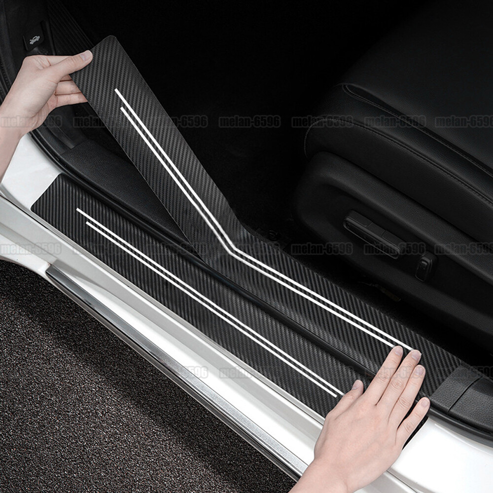 4pcs Car Door Plate Sill Scuff Cover Sticker Anti Scratch Protector Accessories
