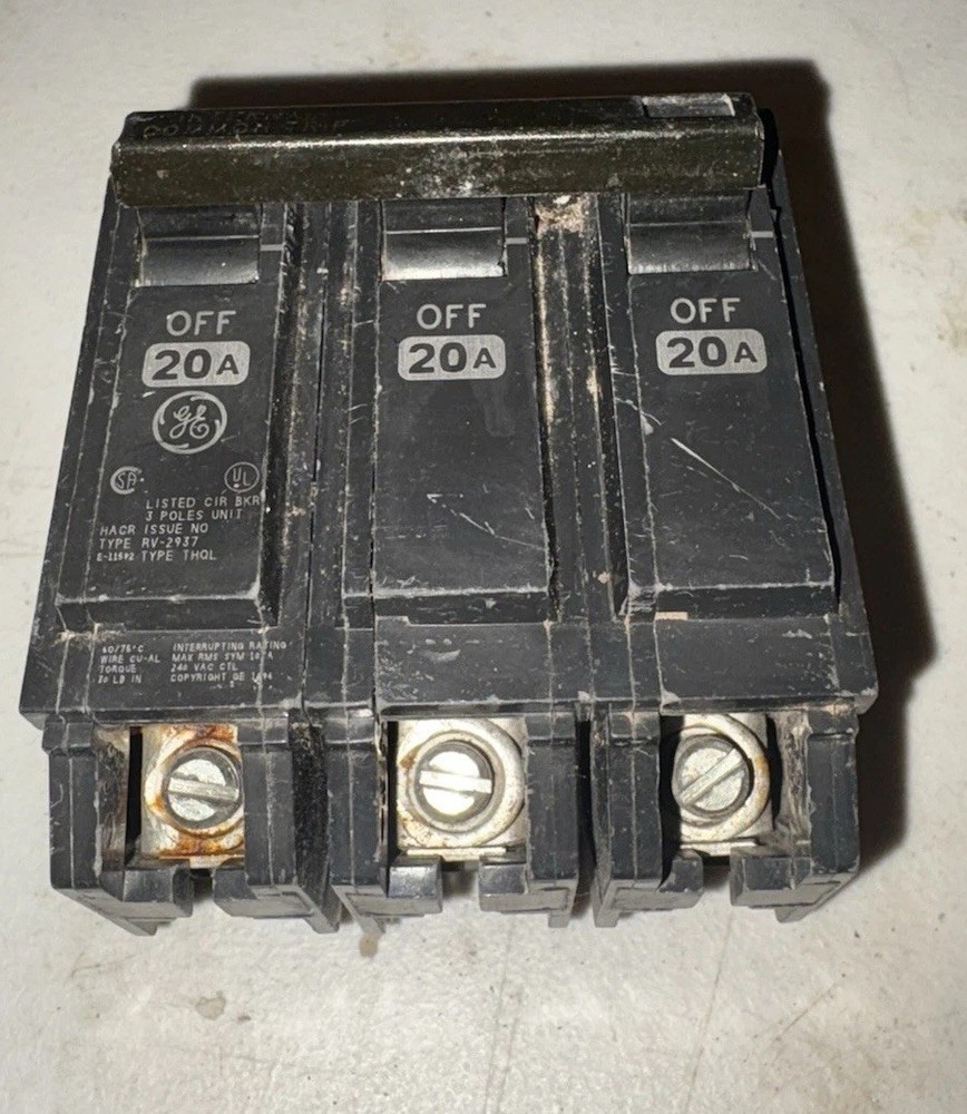 GE General Electric THQB32020 3 Pole 20A 240V Circuit Breaker