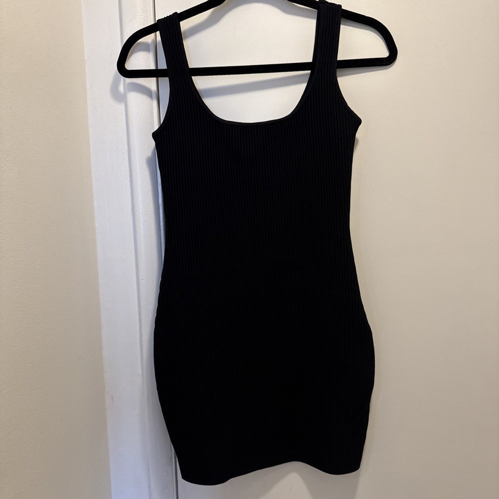 Princess Polly Black Ribbed Bodycon Mini Dress Stretch Classic Minimalist