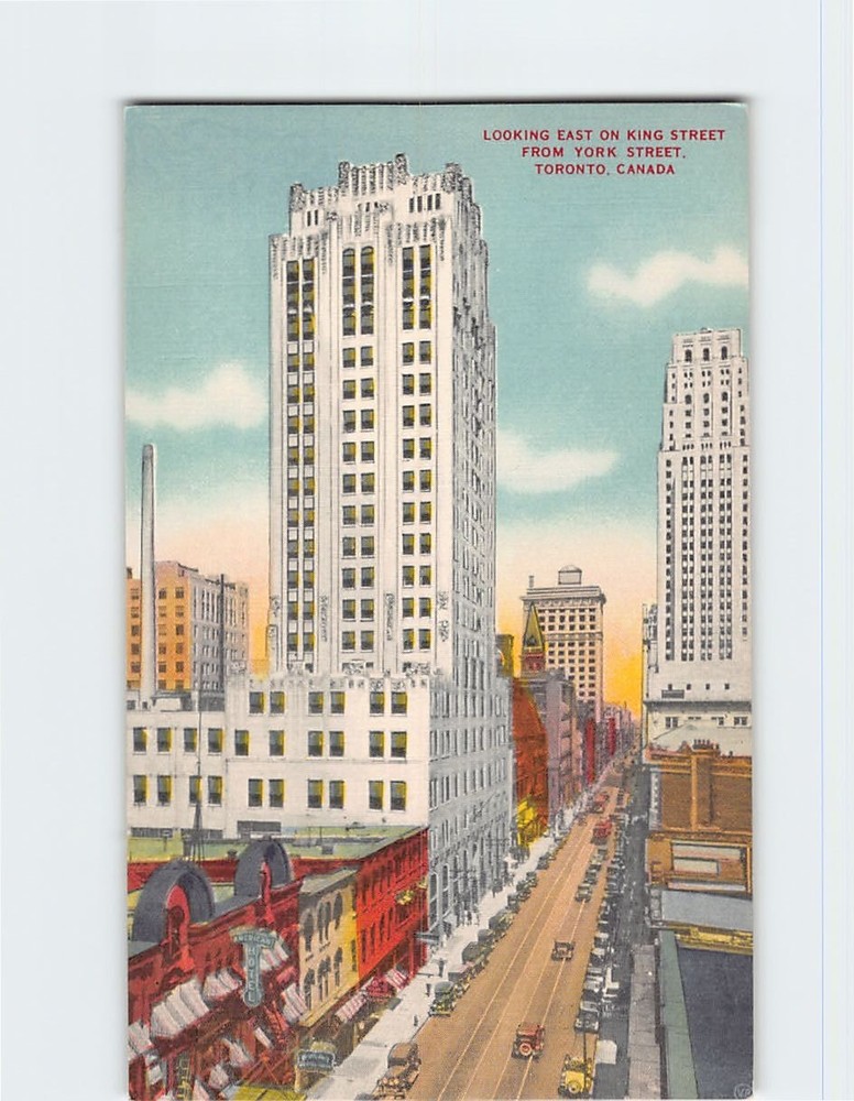 Postcard Looking East on King Street from York Street Toronto Ontario Canada