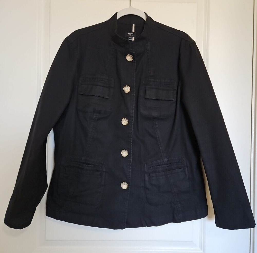 Mossimo Stretch Blazer Jacket Women 20W Black Buttons Pockets Tailored EUC