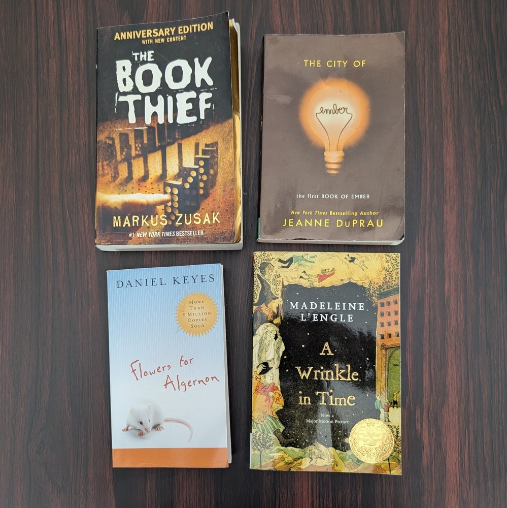 Book Lot: City of Ember, The Book Thief, A Wrinkle In Time, Flowers For Algernon