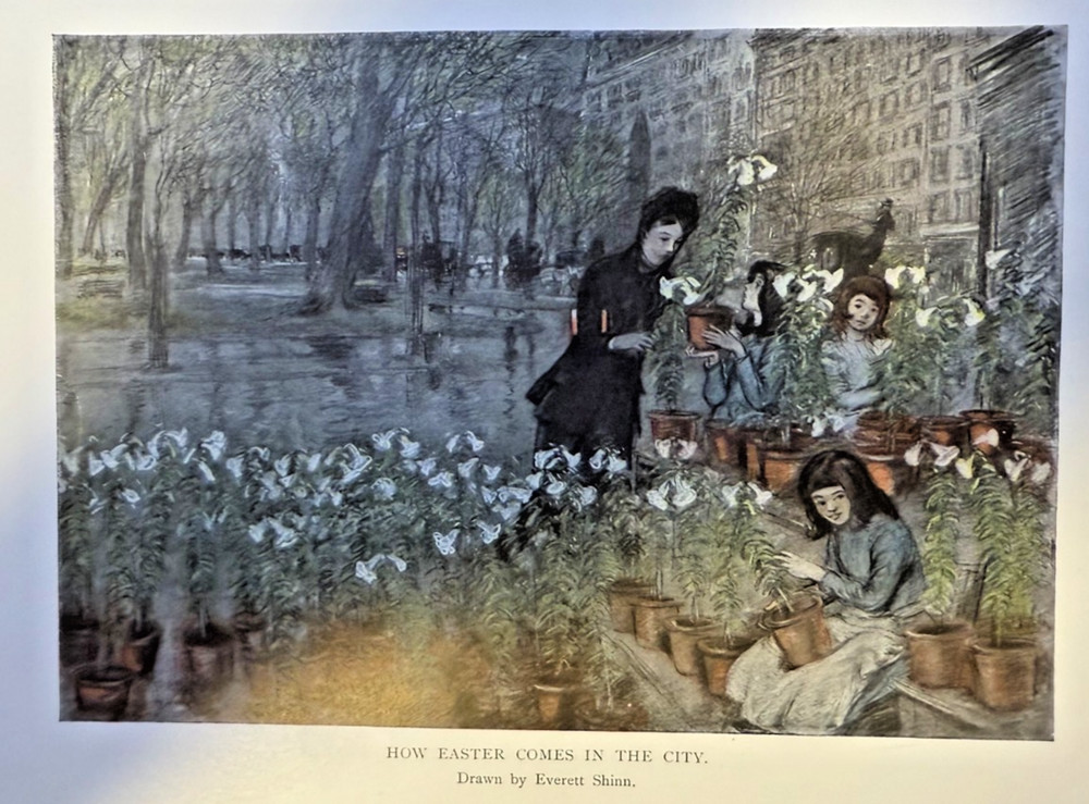1902 Vintage Magazine Illustration How Easter Comes in the City Everett Shinn