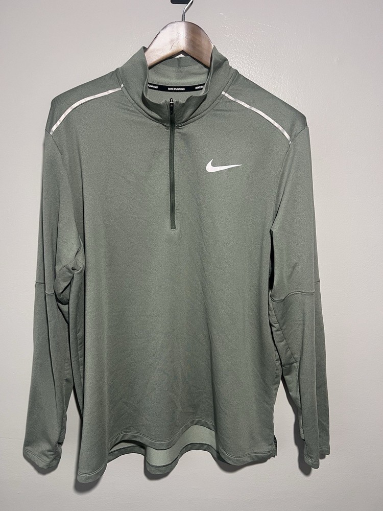 NIKE DRI-FIT RUNNING 1/4 ZIP LONG SLEEVE PULLOVER MENS XL GREEN Reflective