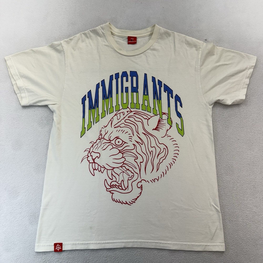 Kids Of Immigrants Together Graphic T-shirt Men Large Beige Short Sleeve