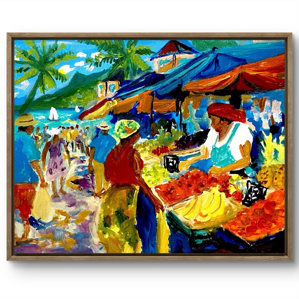 TITA PAINTZ Tropical Island Market Expressionist Cultural Wall Art 8x10 Canvas
