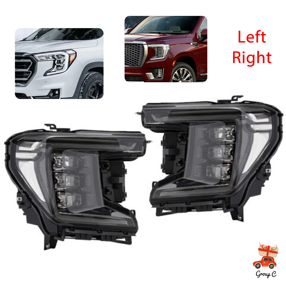 1 Pair For 2021 2022 2023 GMC Yukon LED Headlights Headlamps Black Left+Right