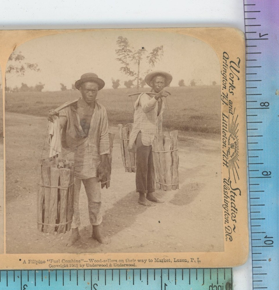 Fuel Combine Wood Sellers to Markets Luzon Philippines Underwood Stereoview