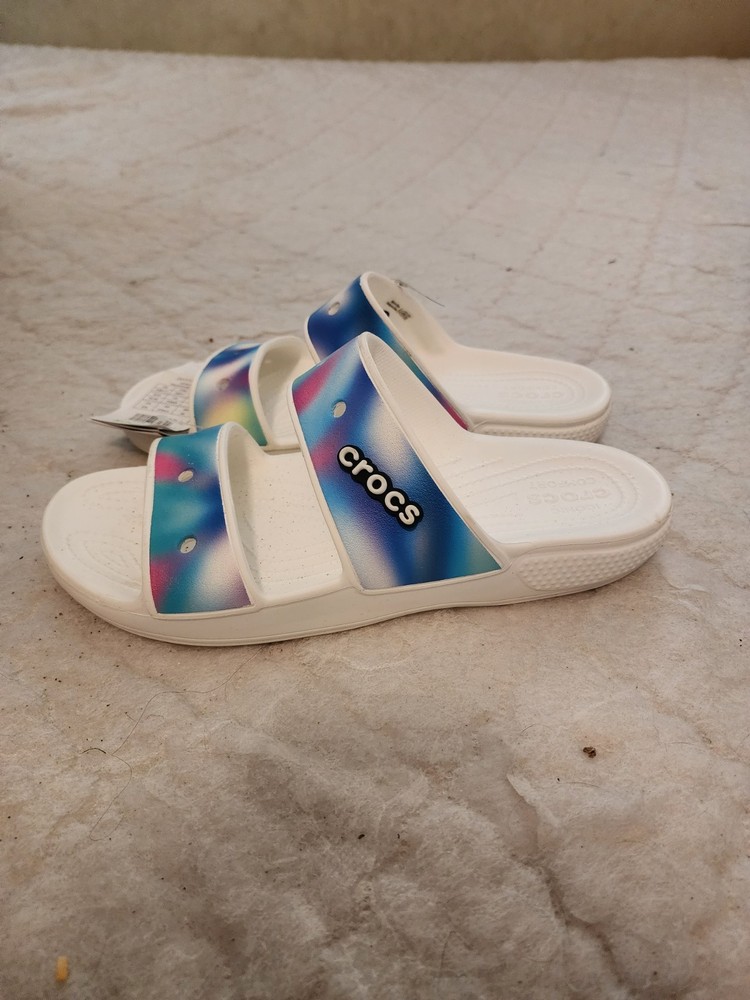 Womens Crocs Solarized Purple Tie Dye Comfort Casual Slides Sandals Size 11 M
