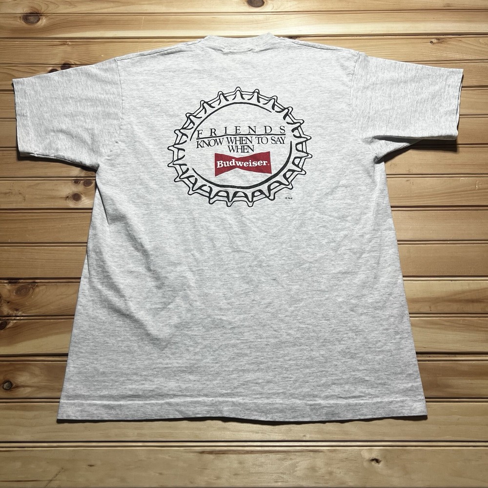 Vintage 90s Budweiser Friends Know When To Say When DWI Beer Shirt Size XL