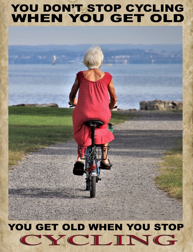 9422.Decoration Poster.Room wall.Don't stop Cycling when u get old.Inspirational