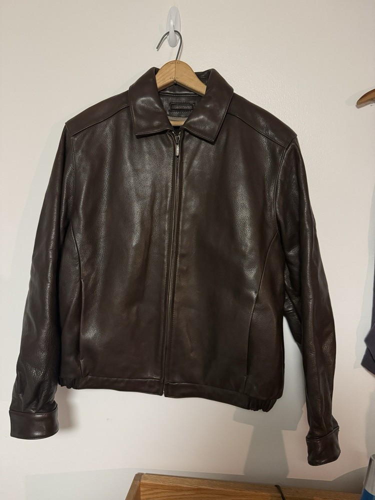 Vintage 90s Wilson By Pelle Studio Heavy Brown Italian Leather Jacket Size L