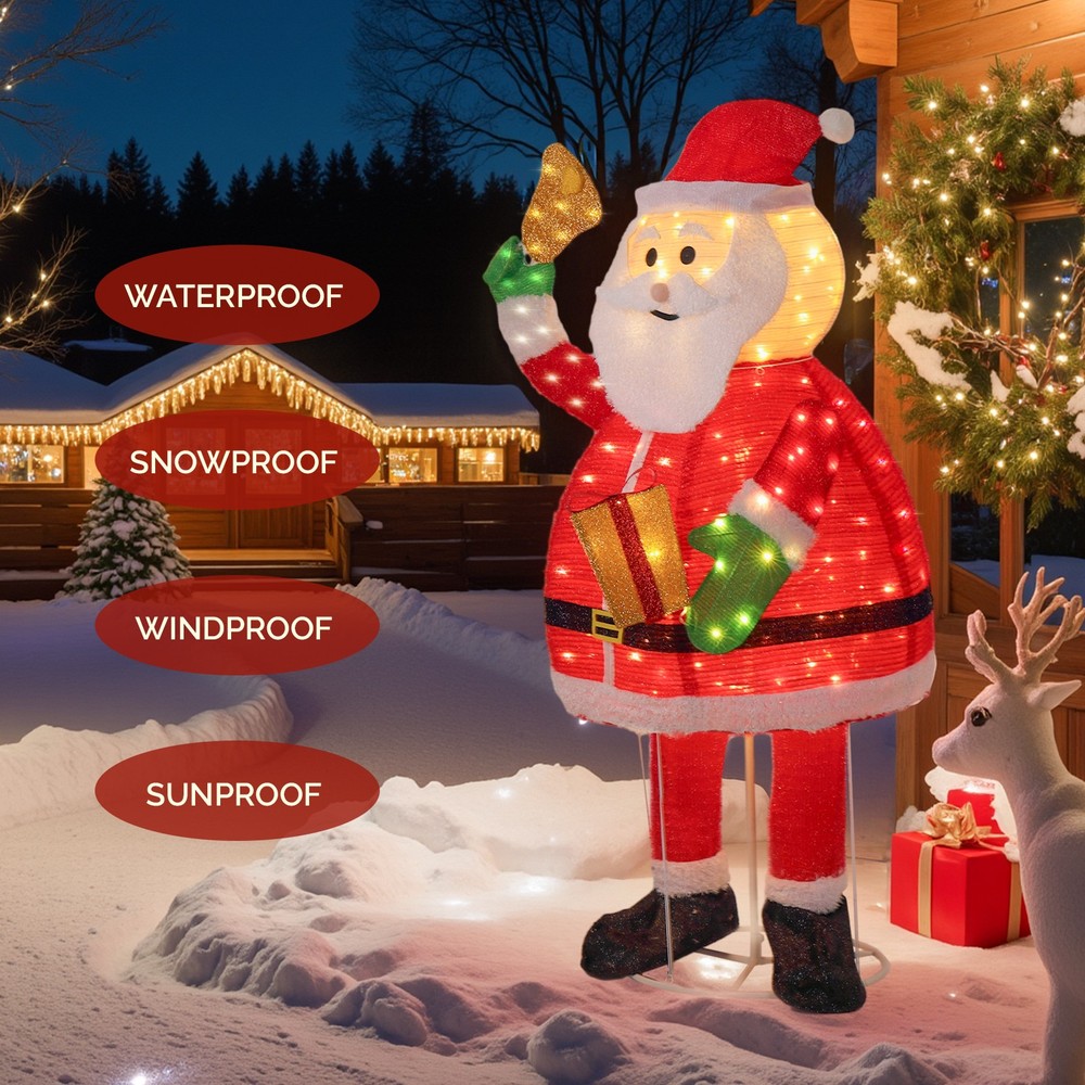 6FT Christmas Santa Claus Holding Bell with Light for Holiday Outdoor Decoration