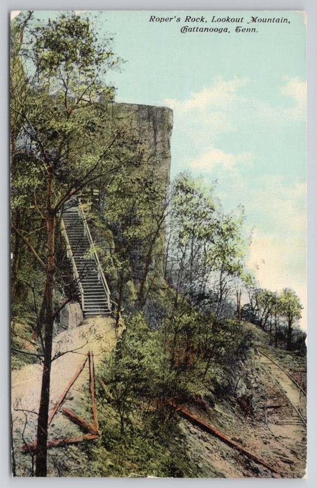 Roper's Rock Lookout Mountain Chattanooga TN Civil War Steps Postcard