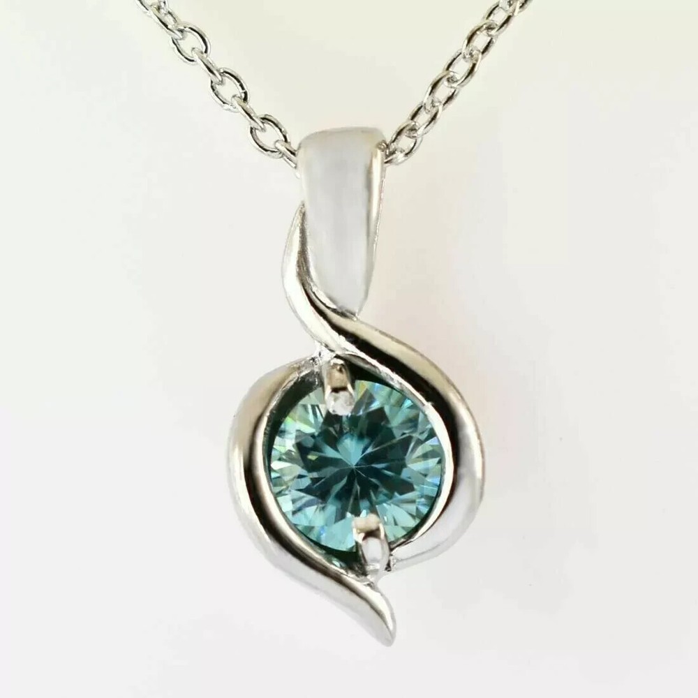 2.50 Ct Certified Blue Diamond Solitaire Pendant in 925 Silver