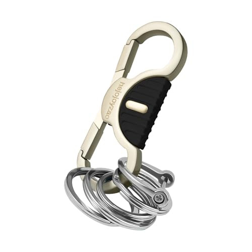 Keychain Quick Release Spring Car Key Holder with 4 Key Rings and Anti Lost D