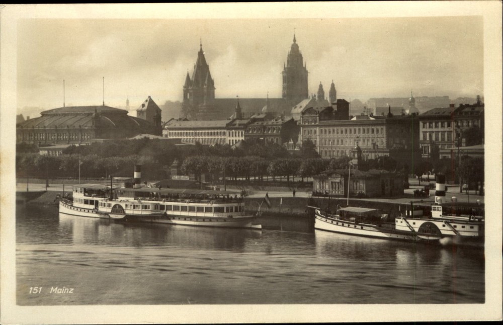 Mainz to Cologne Germany steamers steamboats cruise boat RPPC real photo