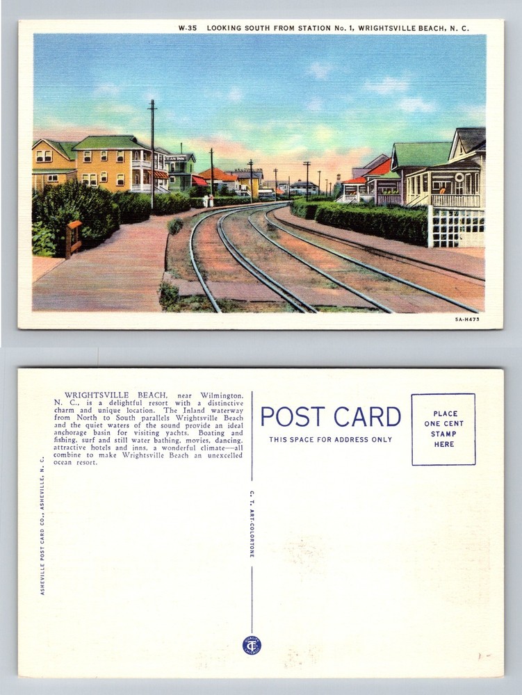 Wrightsville Beach, NC-North Carolina, Station No 1 Tracks Vintage Postcard