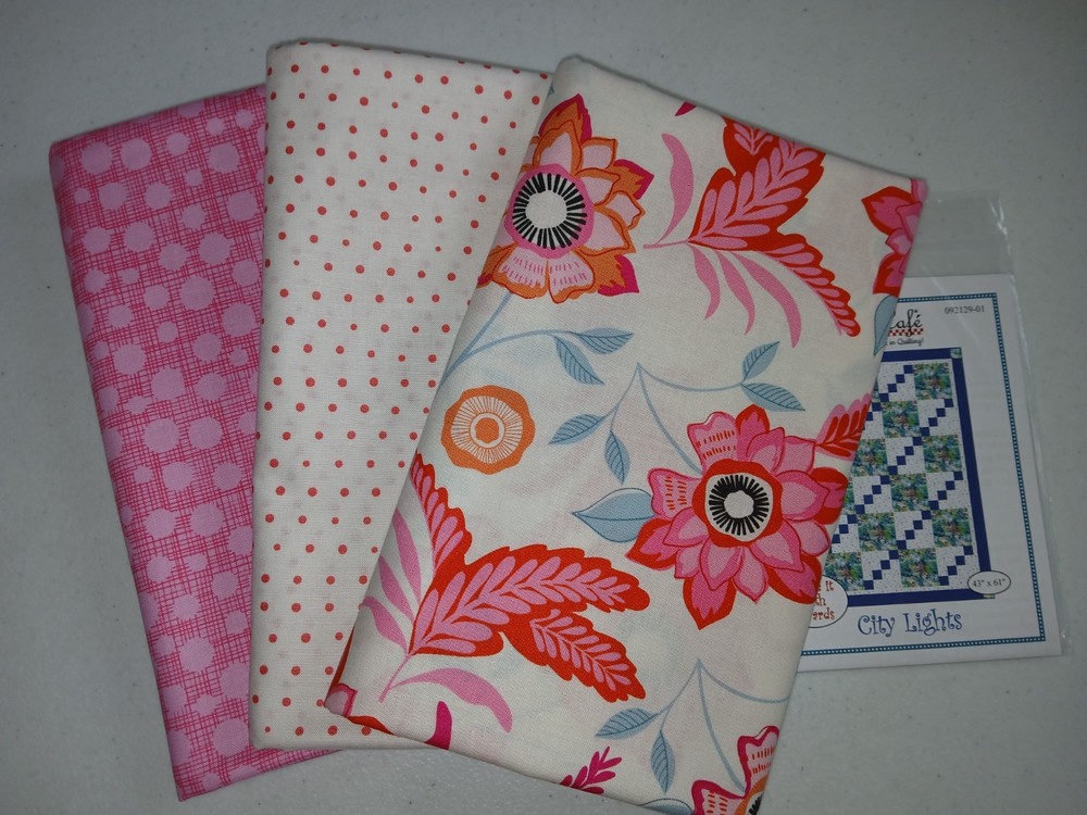 Lot 3 yd quilt kit w/pattern Fabric Cafe focus light dark QSQ free ship HTF