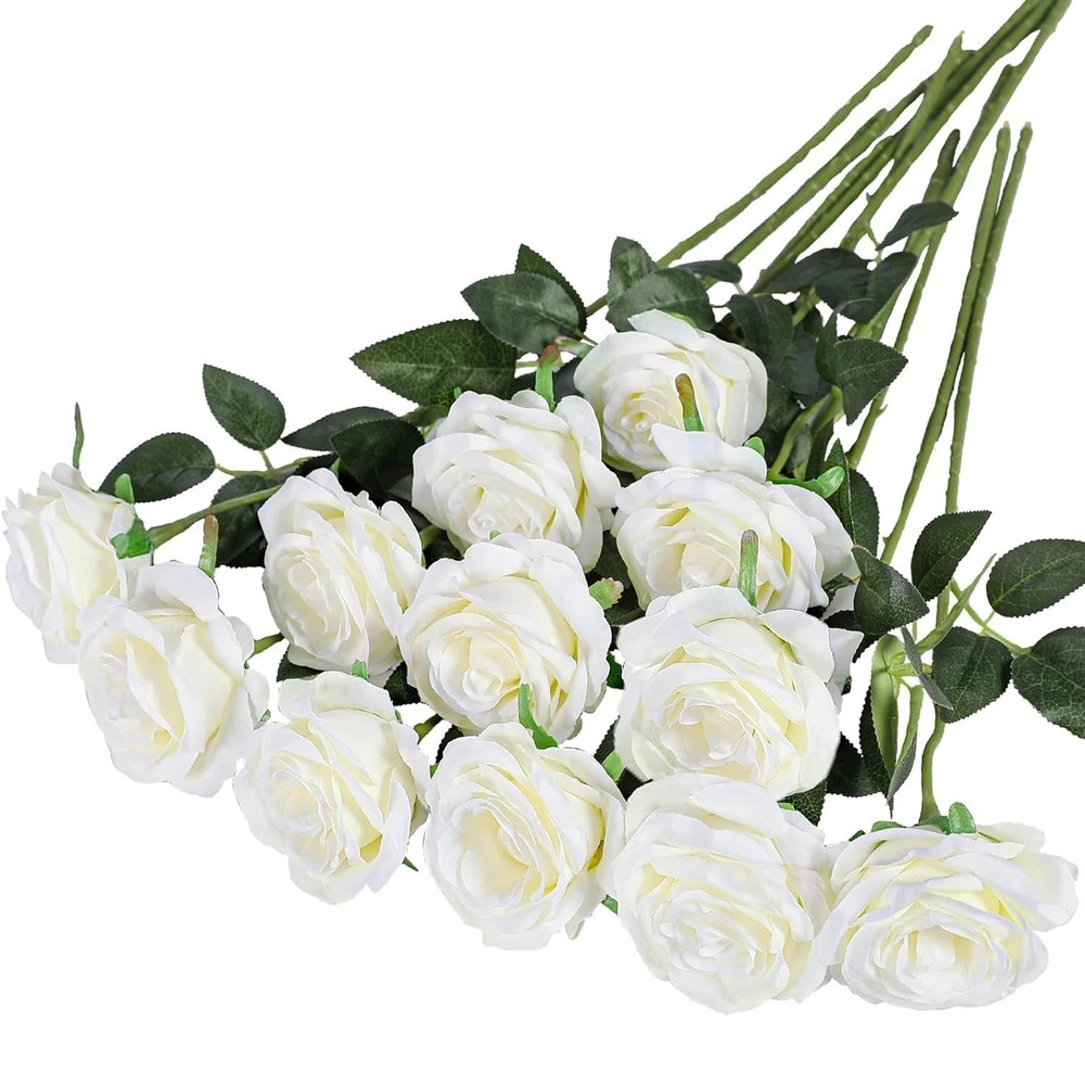 12pcs Realistic Artificial Rose Bouquet for Birthdays, Weddings gift for wife GF
