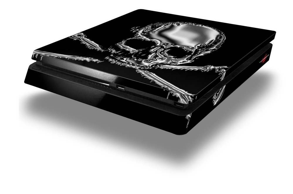Skin for PS4 Slim Chrome Skull on Black Playstation 4 Console