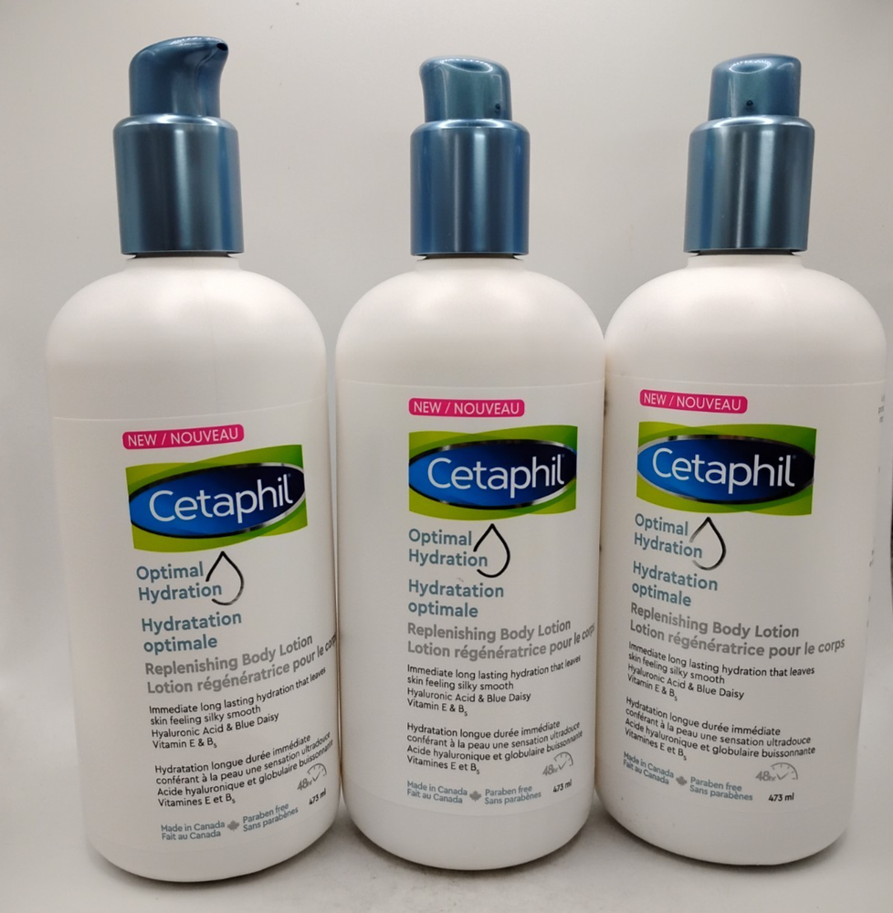 NEW! 3X! Cetaphil Optimal Hydration Replenishing Body Lotion 473ml