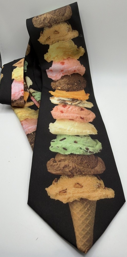 Ralph Marlin Men's Necktie Vintage Ice Cream 1997 Novelty Tie