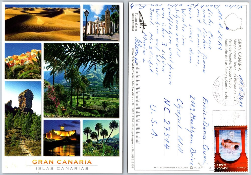 Continental Gran Canaria Islas Canarias Postcard