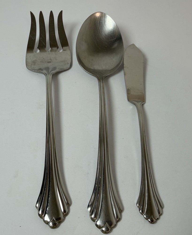 Oneida BANCROFT Serving Spoon Meat Fork Butter Knife Stainless Lot