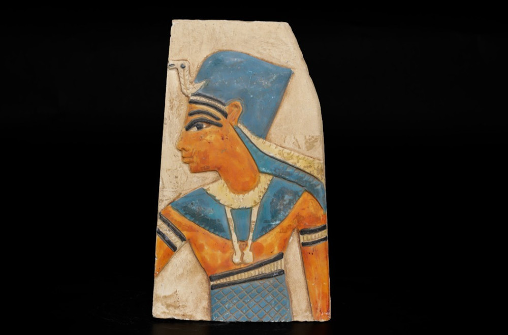Ancient Egyptian Antiques Painted Limestone Relief Isis Goddess Plaque Statue BC