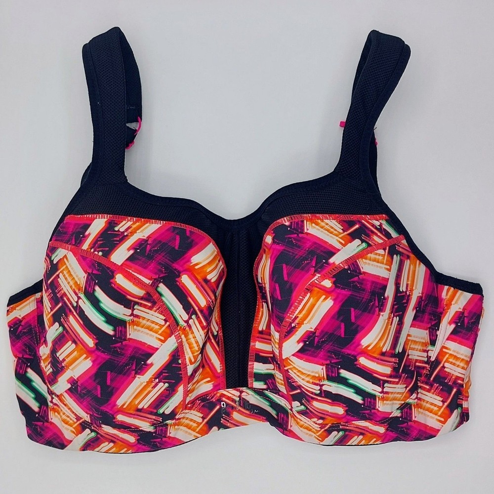 Panache Power 5021A High Impact Underwire Sports Bra Size 36 F Abstract Graphic-image