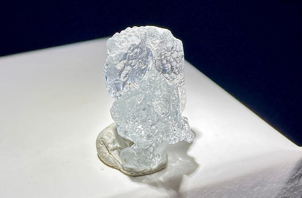 Aquamarine (etched crystal) Minas Novas, Minas Gerais, Brazil