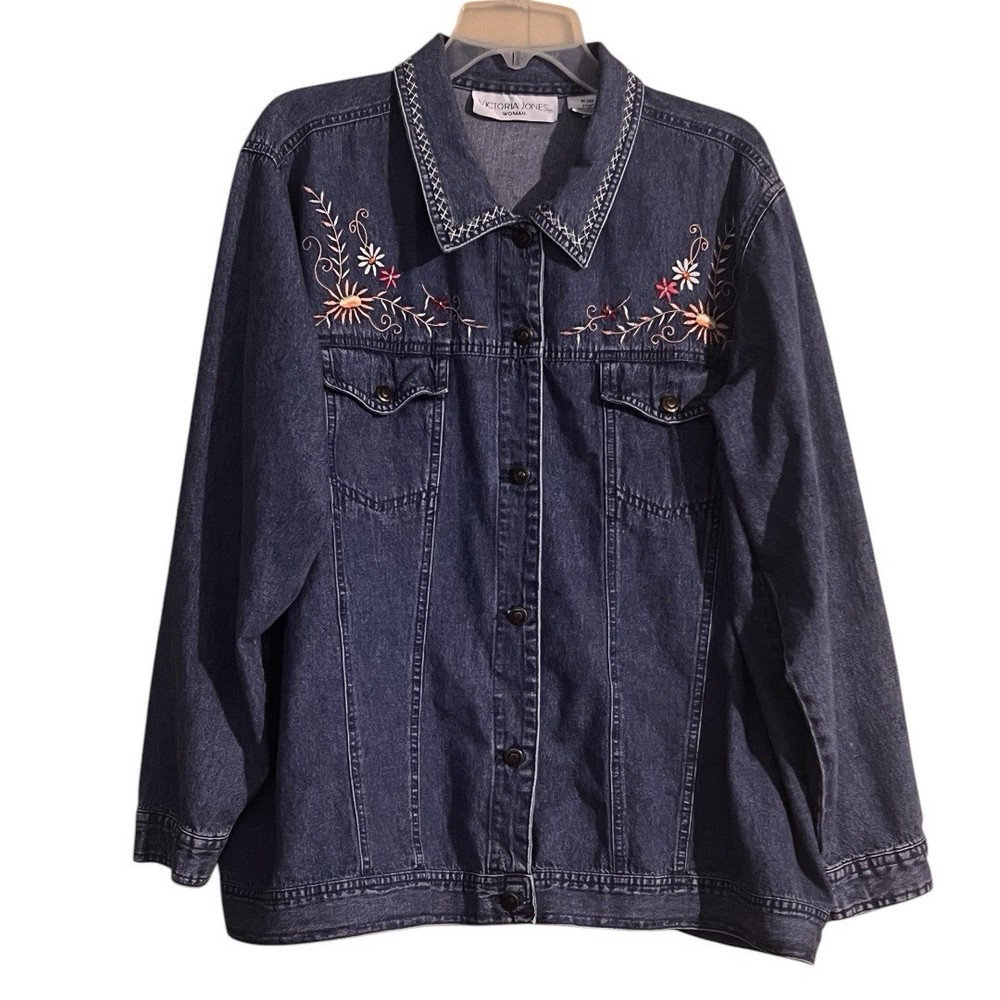 Victoria Jones Women Embroidered Denim Shirt/Jacket/Top Plus Size 2X